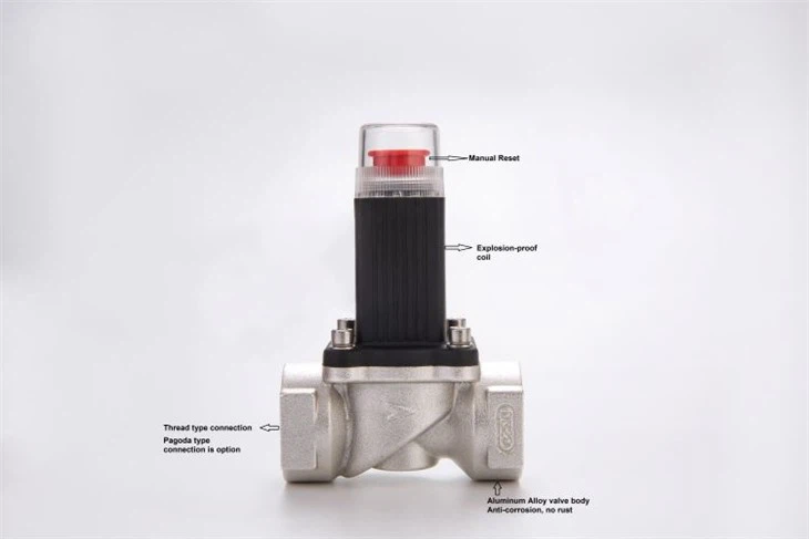 Válvula de cierre de emergencia de gas de aluminio Válvula solenoide de gas